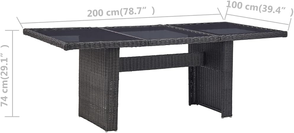 vidaXL Garden Dining Table Black 78.7