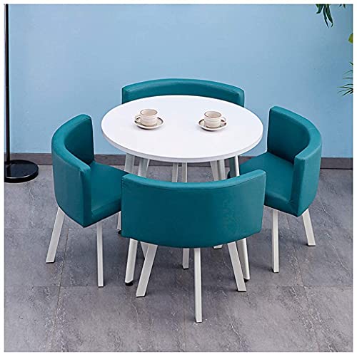 Living Room Round Table 80cm Solid Wood Dining Table Home Kitchen Hotel Meeting Room Family Living Room Kitchen Lounge Table (Color : Light Blue) (Dark Green)
