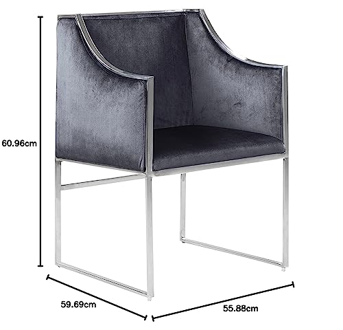 Rowan Modern Contemporary Steel Frame Velvet Accent Chair, Brown