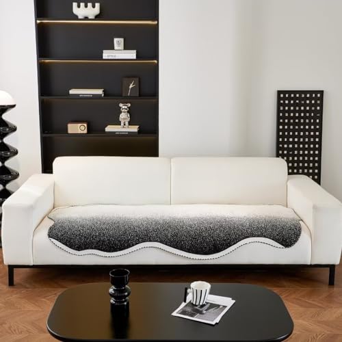 STACYPIK Durable Chenille Irregular Couch Cover Black Floral Sofa Cover Non-Slip Couch Covers for Pets Dogs Silpcover Protector for 2 Cushion Couch Futon Cover Multi-Use Blankets Washable-35X47IN