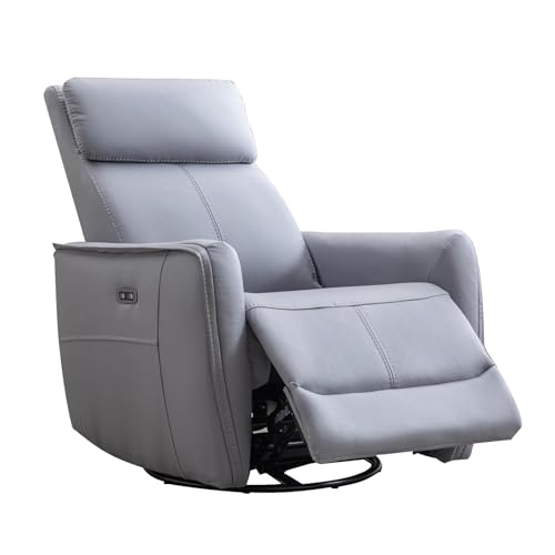 Phoenix Home Power Rocker Chair with USB Ports, Electric 270° Swivel Glider Recliner, Grey