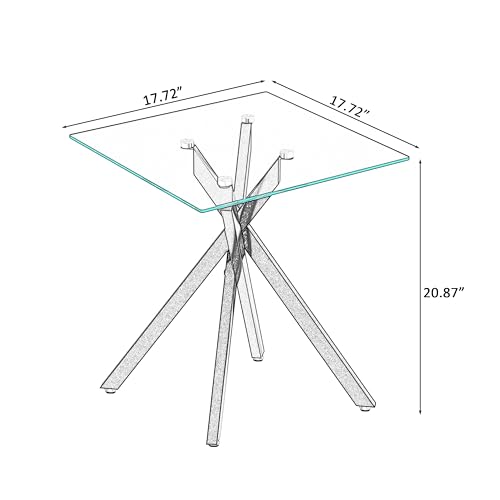 IANIYA Modern Glass End Tables Set of 2 - Stylish and Durable for Any Space (End Table x2, Silver)