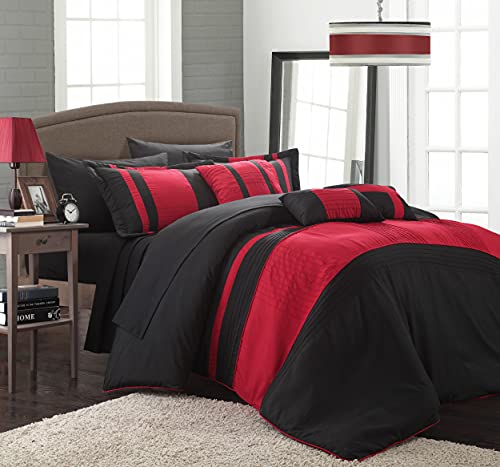 Chic Home Fiesta Color Block Comforter Sheet Set, Queen, Black