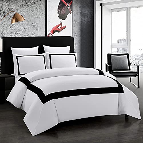 OSVINO Hotel Duvet Cover Set King Size 3Pcs Microfiber Grey Line Pattern Bedding Collection Ultra Soft Breathable Duvet Cover with Pillowcases