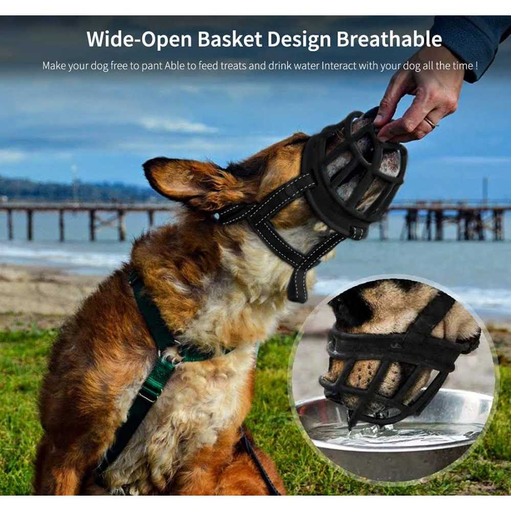 Barkless Dog Muzzle,Soft Basket Silicone Muzzles for Dog, Best to Prevent Biting, Chewing and Barking, Allows Drinking and Panting - Pet Supplies online store