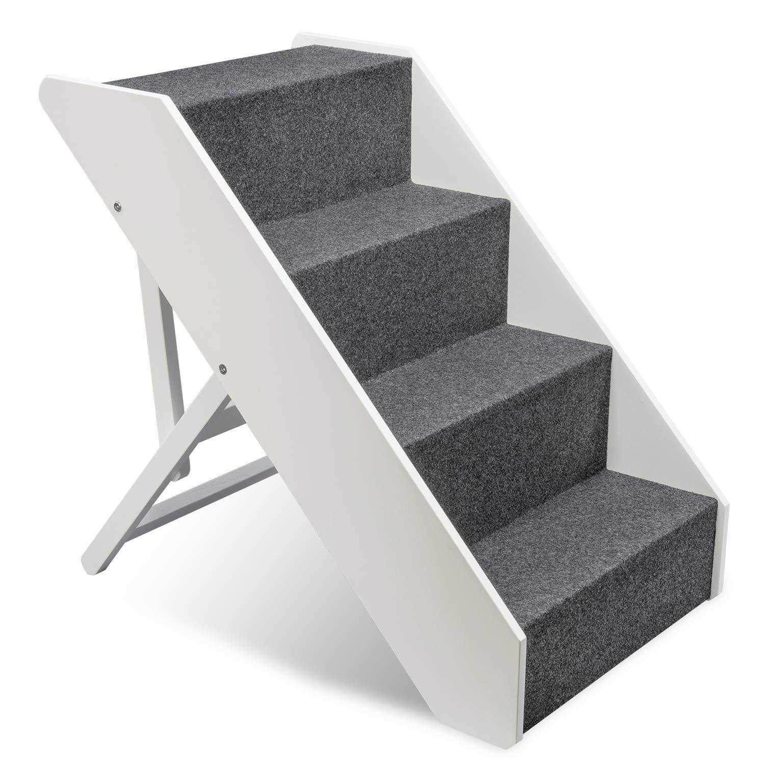 Arf Pets Wood Dog Stairs, Adjustment Wide Pet Steps for Cat and Dogs - Pet Supplies online store