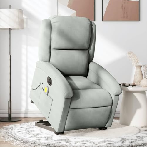 Electric Massaging Chairs Electric Stand up Massage Recliner Chair Light Gray Velvet,Elevated Comfort and Relaxation: Electric Massage Recliner with Power Lift Assist Furniture for Living Room