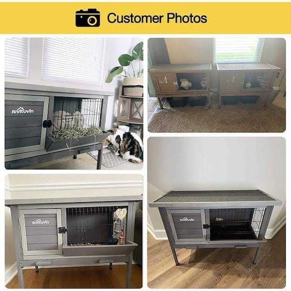 Aivituvin Outdoor Rabbit Hutch Upgrade with Metal Wire Pan AIR01-B - Pet Supplies online store