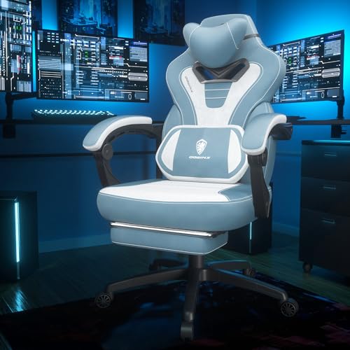 Dowinx Gaming Chair with Footrest, Big and Tall Gaming Chair for Heavy People, Computer/PC Gamer Chair for Adult with Massage (Black)