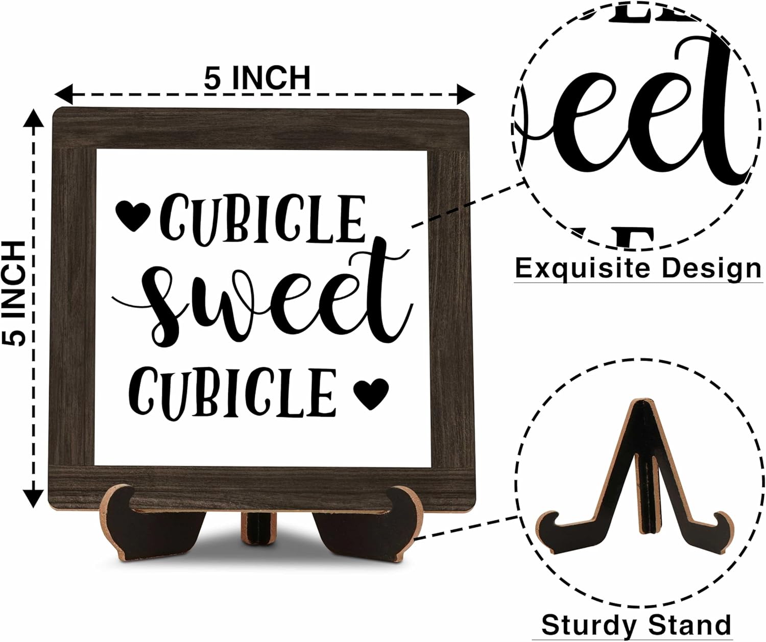 Farmhouse Office Desk Decor, Cubicle Sweet Cubicle Wood Sign, 5x5 Inches Inspirational Office Table Sign, Birthday Christmas Office Gifts for Boss Leader Coworkers -B22