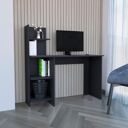 Toronto 120 Writing Desk, Four Shelves, Black