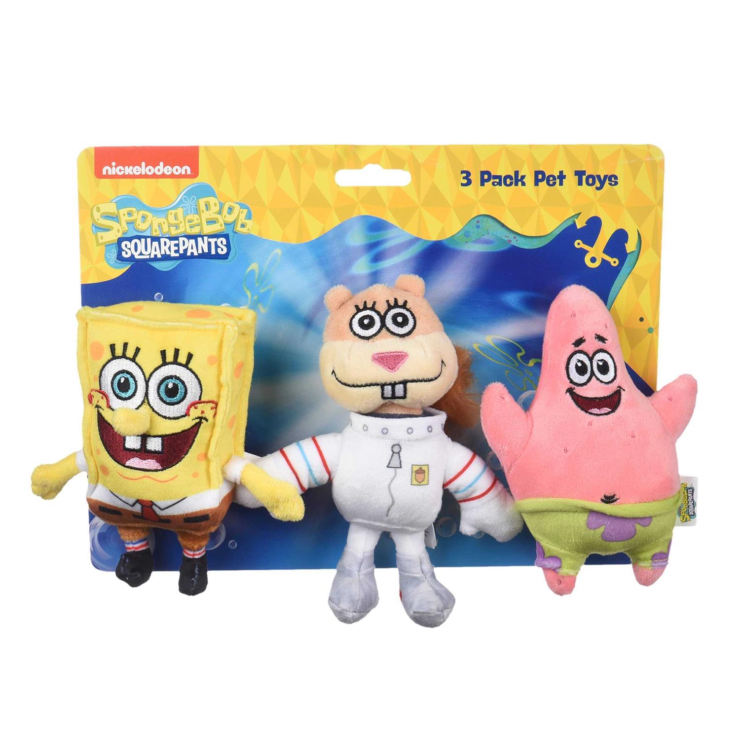 Nickelodeon Spongebob SquarePants for Pets Spongebob, Patrick, and Sandy Figure Plush Dog Toy - Pet Supplies online store
