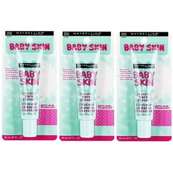 Maybelline Baby Skin Instant Pore Eraser, Clear 10, 0.67 fl oz (3 Pack) (Bundle)
