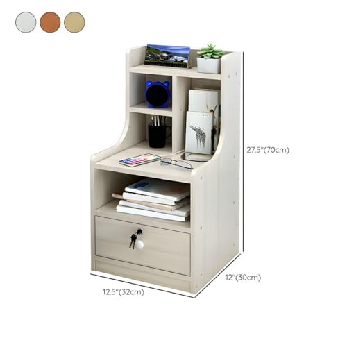 KWOKING Wooden Night Table Modern Minimalist Bedside Table with Drawers Bedside Table Rack Bedroom Imitation Solid Wood Storage Cabinet Brown with 1 Drawer 1 Piece 12.5