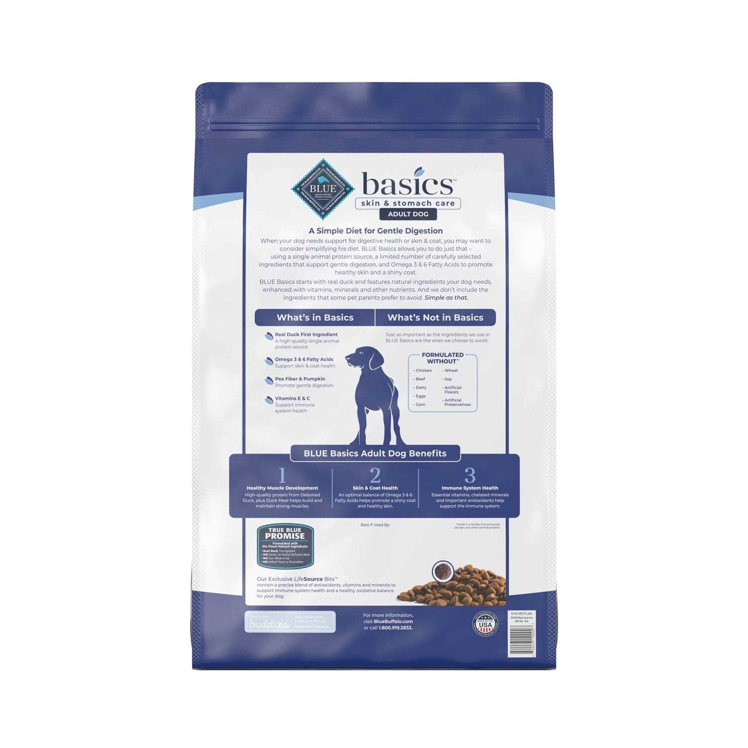 Blue Buffalo Basics Grain Free Adult Duck & Potato Recipe Dry Dog Food - Pet Supplies online store