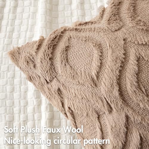 MIULEE Navy Blue Throw Pillow Covers 12x20 Inch, Soft Plush Faux Wool Couch Pillow Covers Set of 2 Decorative Farmhouse Boho Throw Pillows for Sofa Living Room Bed