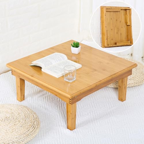 Foldable Bamboo Table,Japanese-Style Household Square Bamboo Table,Low Bamboo Table,Computer Table,Coffee Table,60 * 60 * 27cm