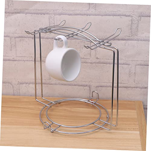 Metal Storage Shelf Cupboard Storage Organiser Mug Holder for Counter Stainless Steel Dish Drying Rack Stainless Steel Cup Rack Hook Office Coffee