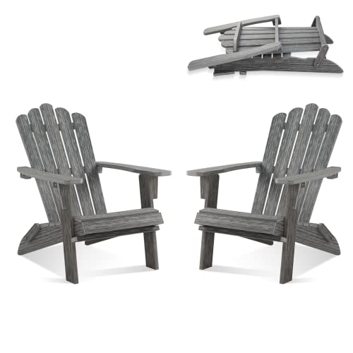 Folding Adirondack Chair, Poly Lumber Fire Pit Chair, Durable All-Weather Patio Chairs for Garden, 350 Lbs Support Oversized Adirondack Chair (Bright Brown, 1 pc)