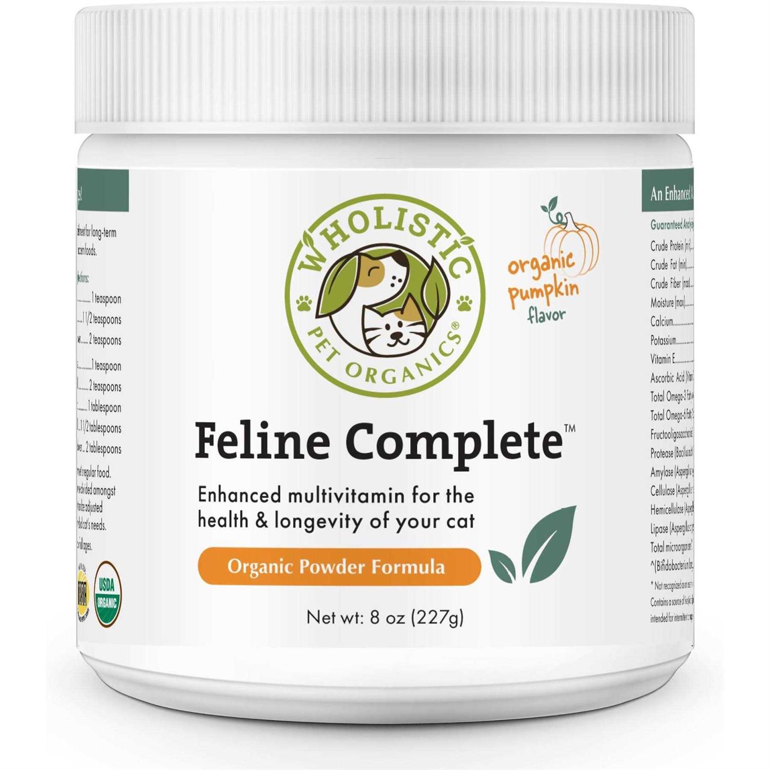 Wholistic Pet Organics Organic Feline Complete Pumpkin Enhanced Powder Daily Multivitamin for Cats - Pet Supplies online store