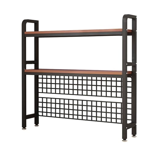 2-Tiers Desktop Bookshelf, Countertop Storage Hutch for Computer Desk Adjustable Wood Display Rack Organizer for Dorm Office Decor