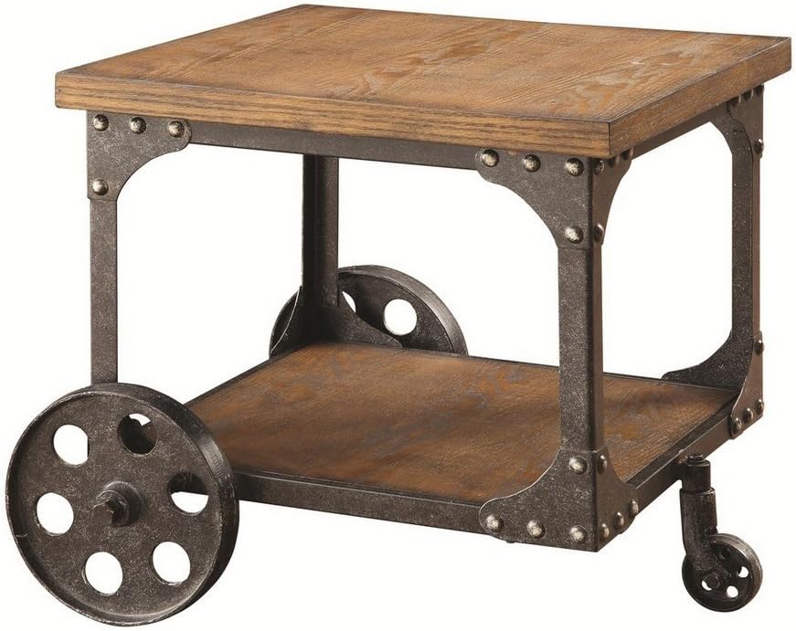 Coaster Home Furnishings Shepherd End Table with Casters Rustic Brown