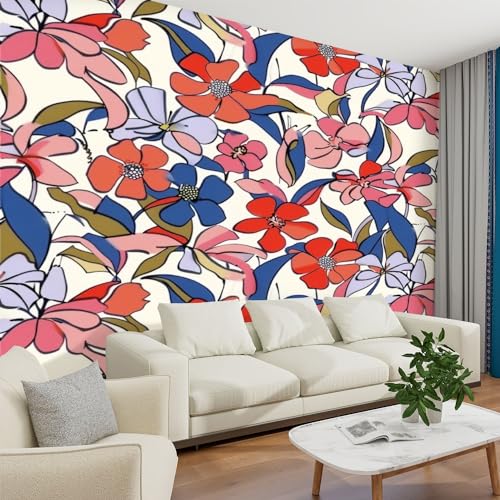 Peel and Stick Wallpaper Floral seamless pattern used for website textile Hand drawn endless Wall Mural Modern Contact Paper Removable Self Adhesive Wallpaper for Living Room Bedroom Furniture
