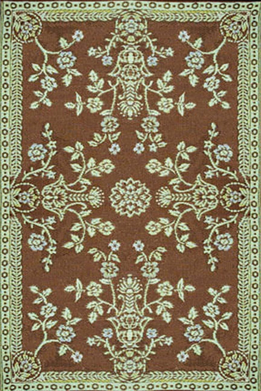 Mad Mats Outdoor Rug, Reversible Plastic Mat for Patio, Deck, Camping, Indoors, Oriental Garland, 4' x 6', Teal/Brown