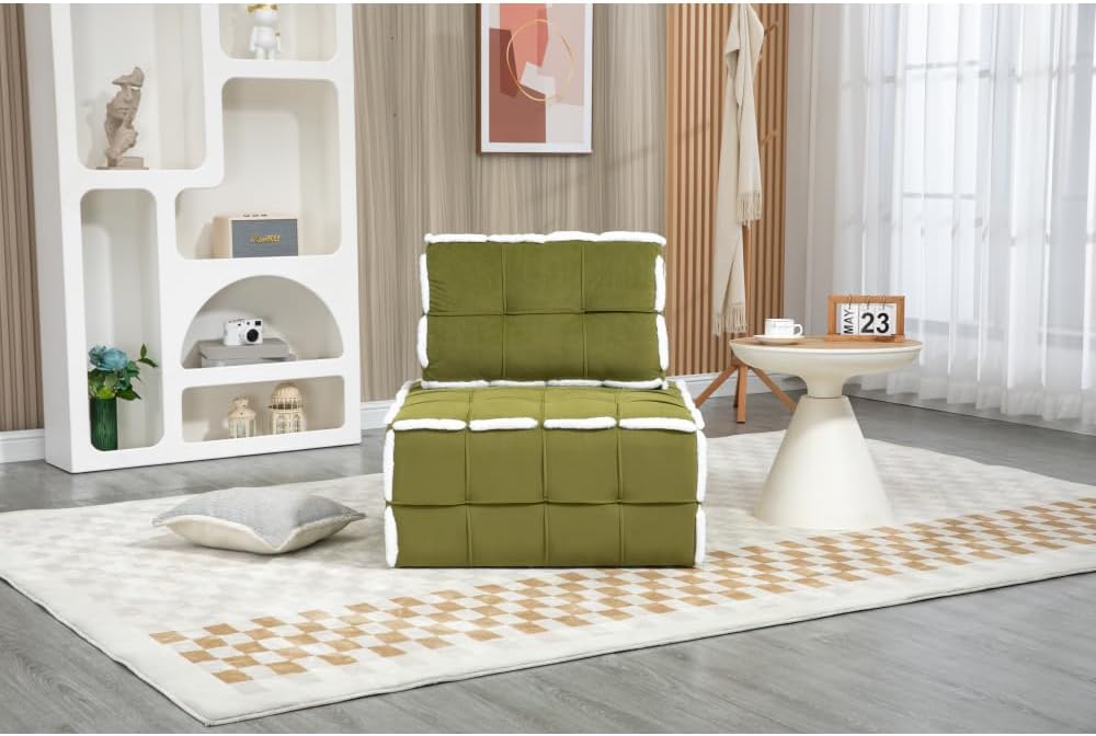 Upholstered Deep Seat Armless Single Lazy Sofa Lounge Arm Chair,Comfy Oversized Barrel Chairs for Living Room/Office/Meetingroom/Aparment/Bedroom Furniture Set Solid +Plywood Foam