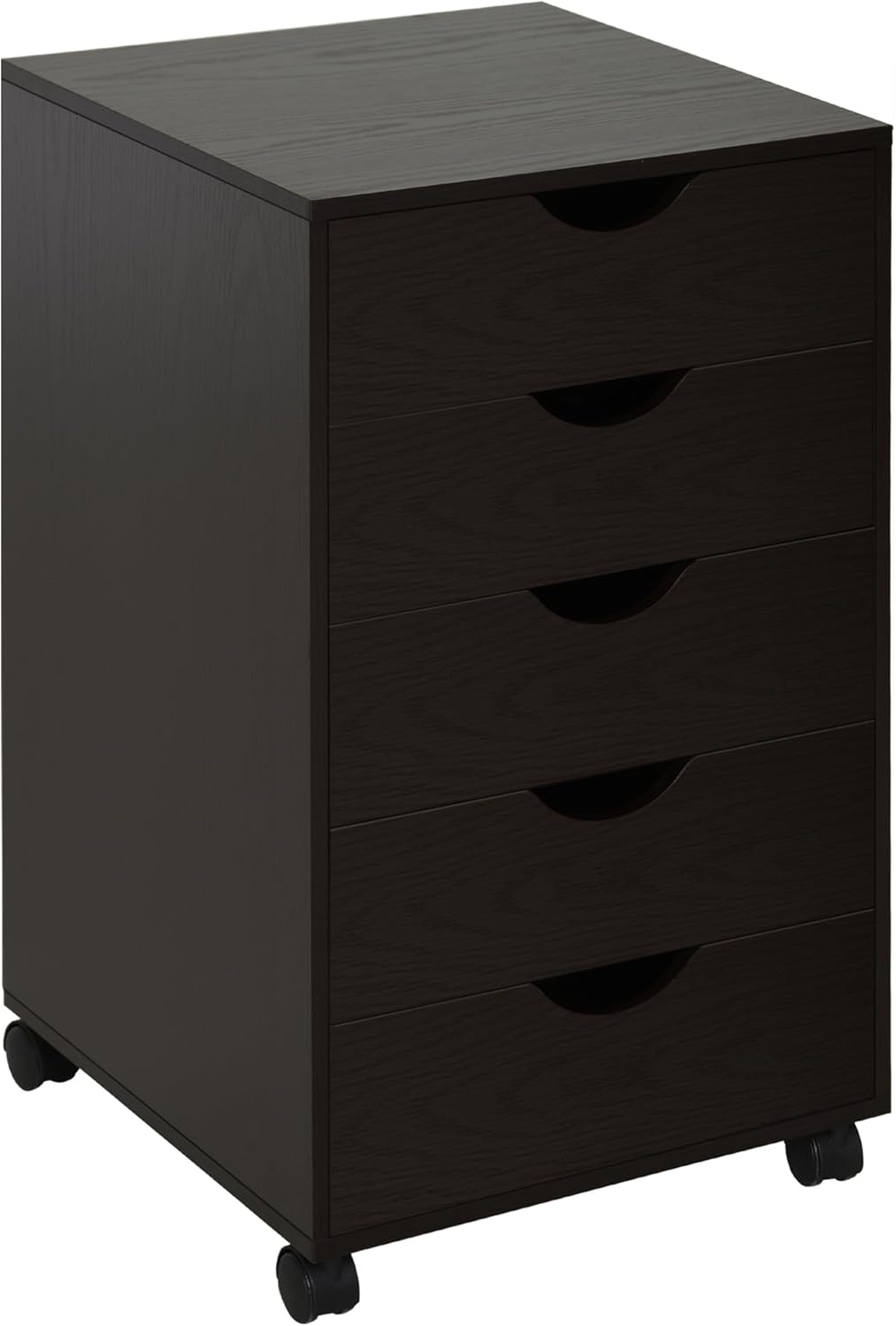 5 Drawer File Cabinet Storage Organizer Filing Cabinet with Nordic Minimalist Modern Style & Wheels, Brown