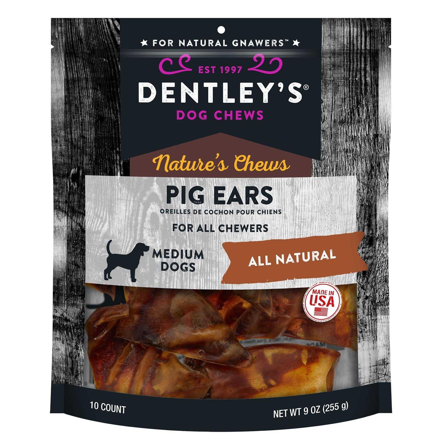Dentley's Nature's Chews Pig Ears Dog Treats - Pet Supplies online store