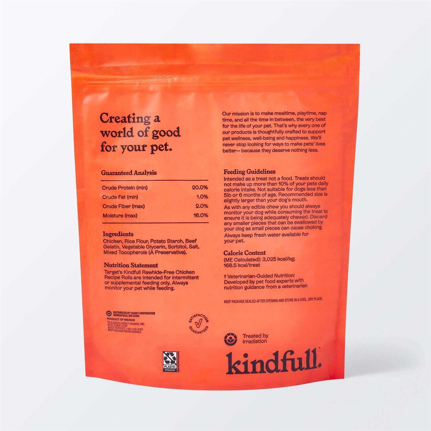 Kindfull Rawhide-Free Chicken Recipe Roll Dog Treat - Pet Supplies online store