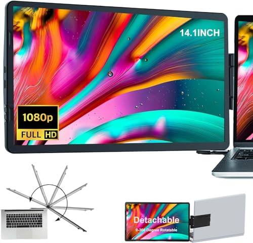 14inch Laptop Screen Extender - 360° Rotatable Attachable Portable Monitor for Laptop TFT USB Laptop Dual Screen, Plug and Play for Mac, PC, & Chrome