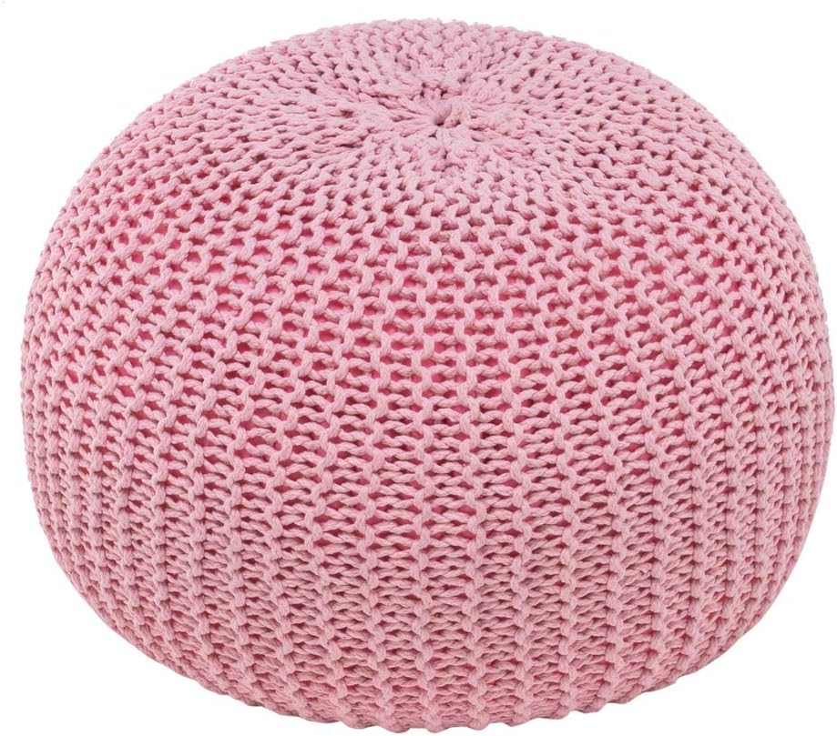 US Hand-Woven Sofa Footstool, Futon, Seat for Bedroom, Living Room, Gift for Women, Girl, Mom, (50 * 50 * 35cm) (Pink)