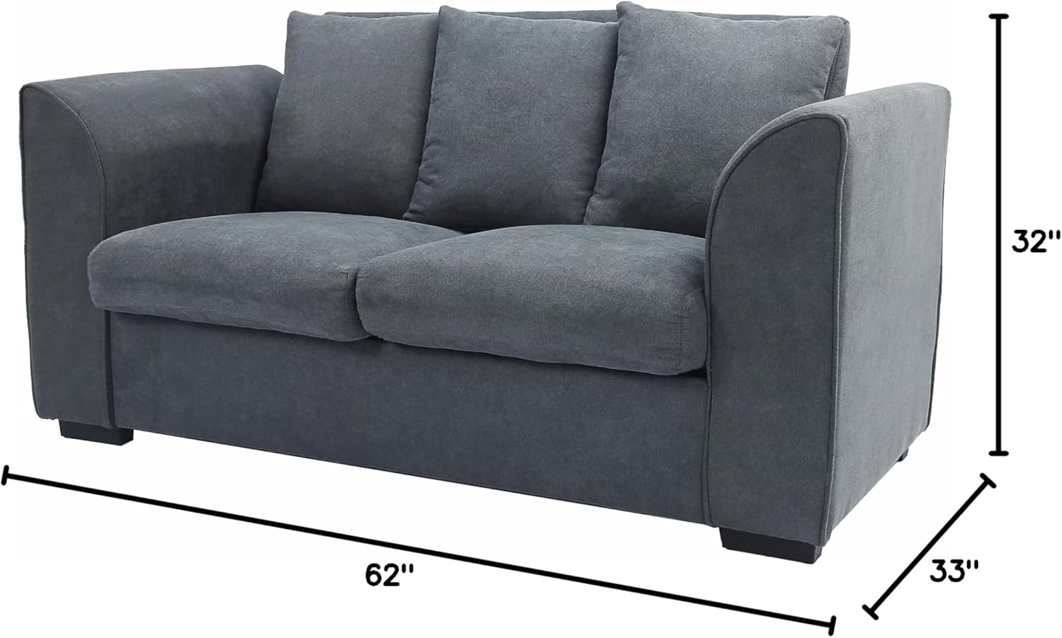 Modern Design Double Sofa Dark Grey Suitable for Living Room and Bedroom