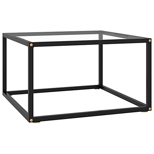 Coffee Table,Office Tea Desk,Dining-Table,Modern End Table,Living Room Center Table,Assembly Required,Use in Office,Resting Room,Living Room,Restaurants, Black with Black Glass 23.6