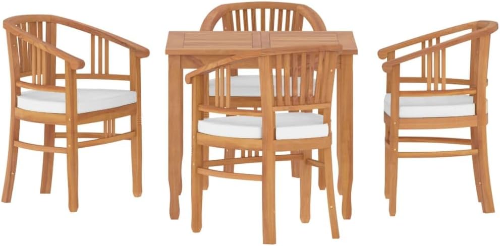 5 Piece Patio Dining Set Solid Wood Teak,Furniture,Outdoor Furniture,Outdoor Furniture Sets,Brown,62.6kg/137.72ib