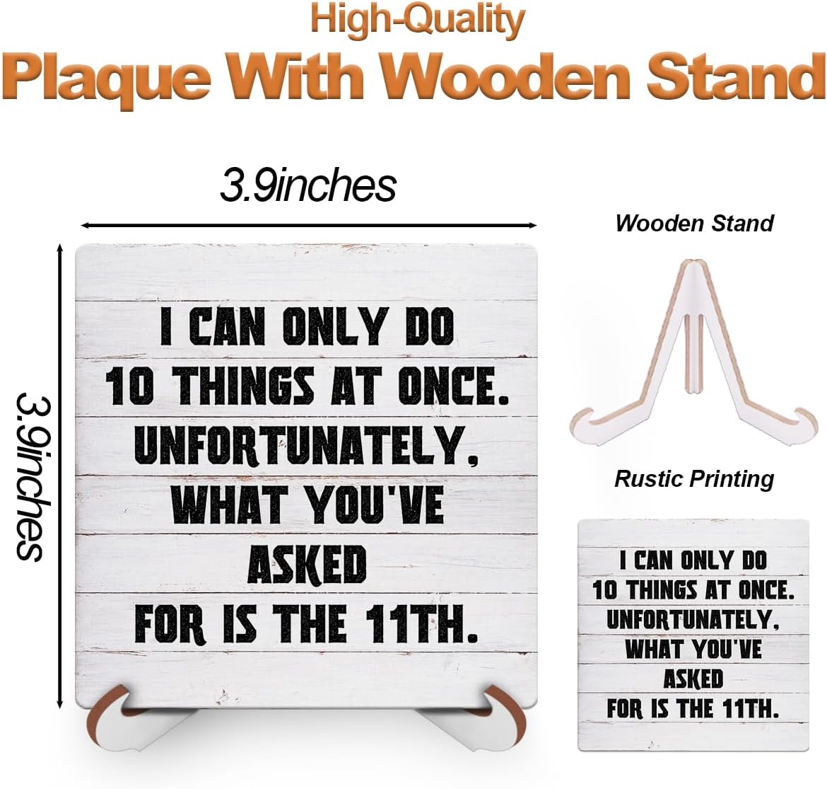 Inspirational Wood Sign Desk Decor Motivational Office Decor Sign Cubicle Decor Plaque with Wooden Stand Rustic Home Farmhouse Table Shelf Desk Accessories Funny Friend Coworker Gift