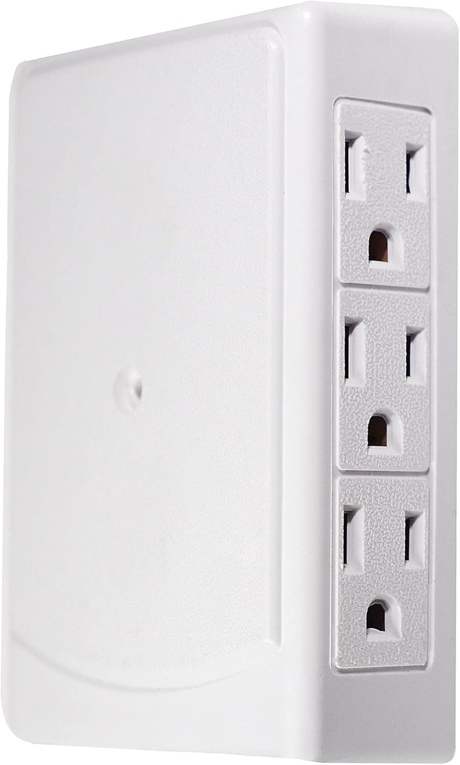 Go Green Power Inc. 6-Outlet Side Mount Wall Tap Adapter, White - Unique Space-Saving Design, Heavy Duty, Versatile - Perfect for Tight Spaces and Home Use - GG-16000TSM