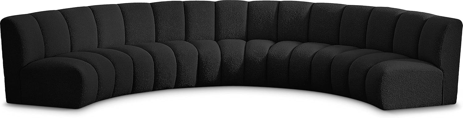Meridian Furniture Infinity Collection Modern | Contemporary Upholstered Modular Sectional with Soft Boucle Fabric and Deep Channel Tufting, 167
