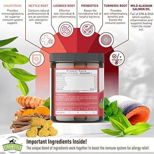 Strawfield Pets Super Dog Allergy Relief Soft Chews with Pre & Probiotics & Colostrum More Salmon Fish Oil for Dogs Natural Supplement for Dry Itch - Pet Supplies online store