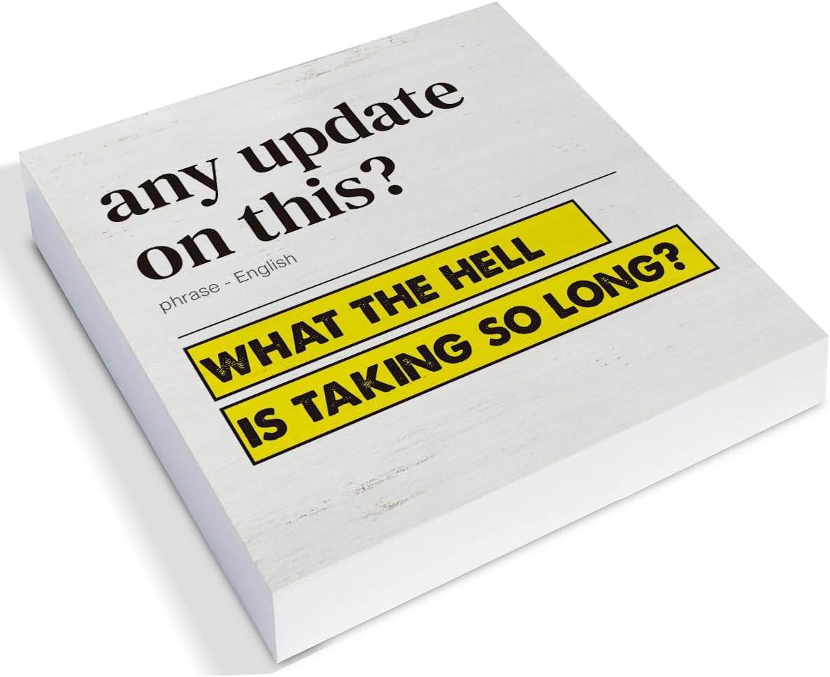 Funny Office Desk Decor - Humor Office Desk Decor for Office Cubicle - Office Box Sign Office Cubicle Desk Decor - 5 x 5 Inches - Coworker Gifts