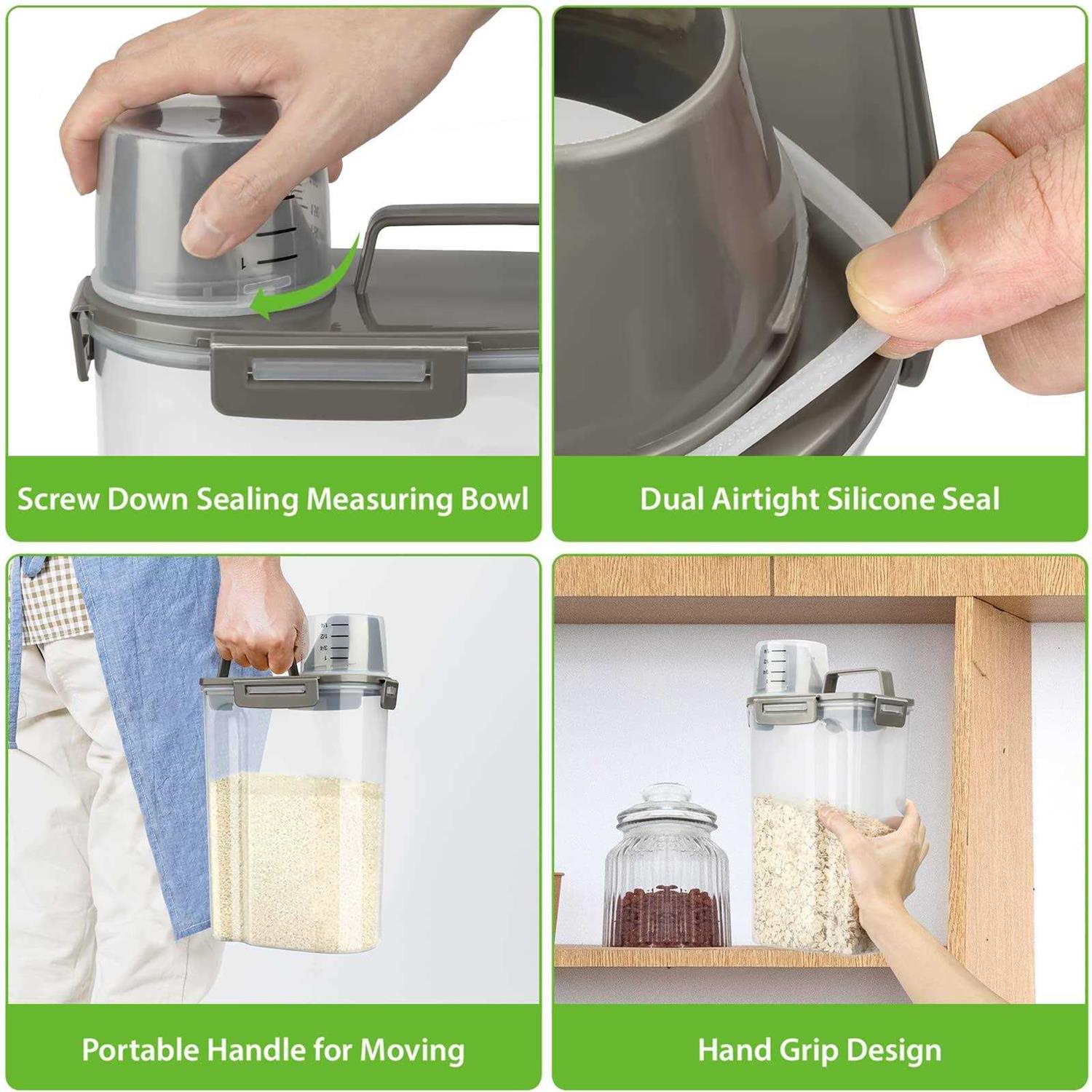 Viretec Rice Airtight Storage Container 3 to 5lbs Cereal Dry Food Flour Bin - Pet Supplies online store