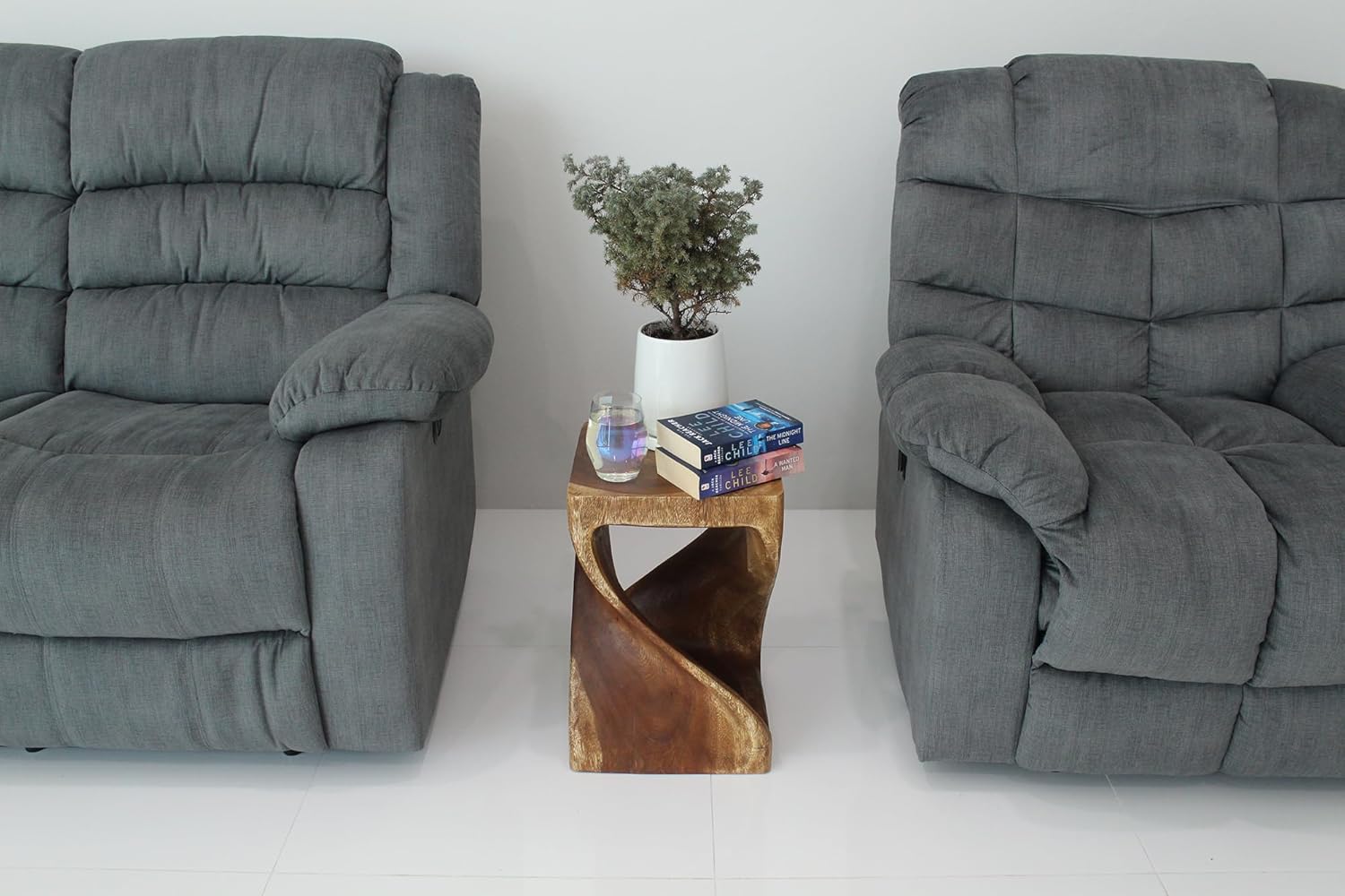 Haussmann® Original Wood Twist End Table 12 X 12 X 18 in High Walnut Oil