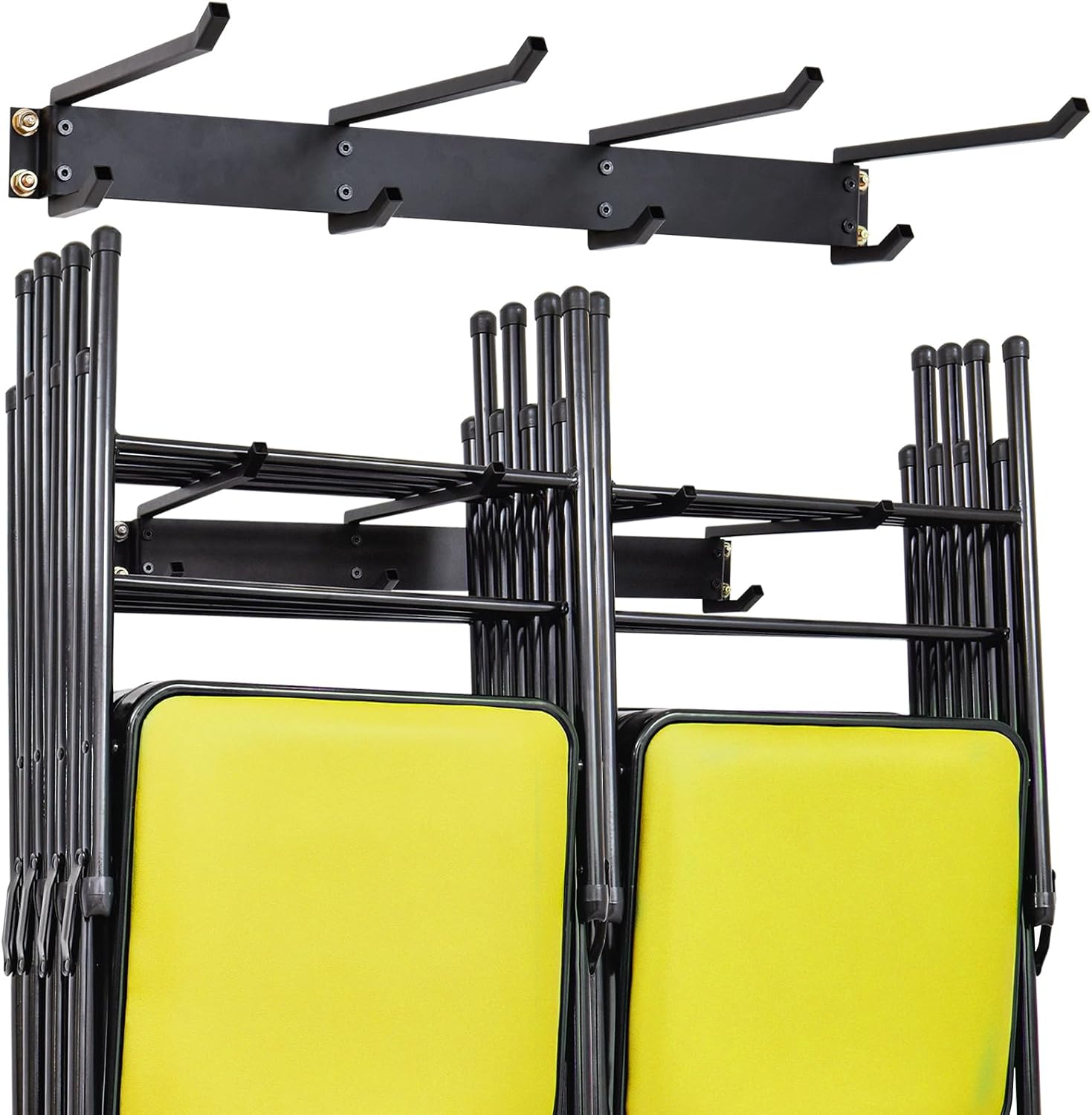 folding chair storage rack,Garage shelving,Garage wall hooks,Folding chair hangers for garage,Marthome Folding Chair Rack, Folding Chair Holds 8 Folding Chairs, Black
