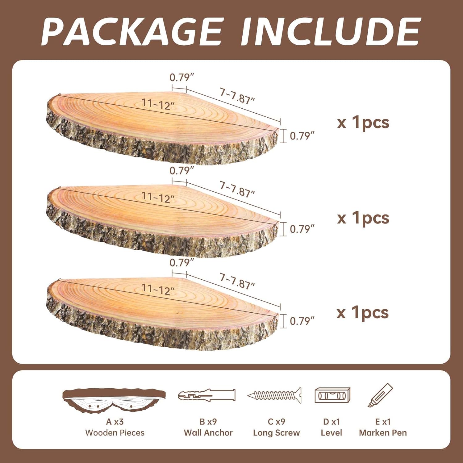 Corner Shelf Wall Mounted Wood Corner Floating Shelves 3Pcs Wall Shelf Rustic Small Corner Shelf Live EDG Floating Shelvesfor Bedroom/Bathroom/Living Room Decor/Kitchen/Office