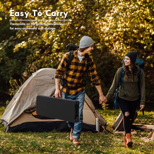 2 Pack 6 Foot Plastic Folding Bench Seat - Heavy Duty, Portable, Foldable Dining Chair with Handle for Indoor Outdoor Activities, Party, Wedding, BBQs, Picnic, Camping, Sport Events White