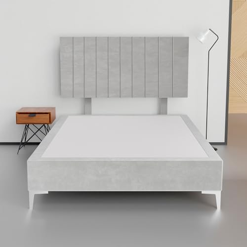 15” Premium Velvet Material Wood Platform Bed with Headboard, Durable, Stylish, Multi Colour Options, No Box Spring Needed, Golden Metal Legs, California King, Taupe