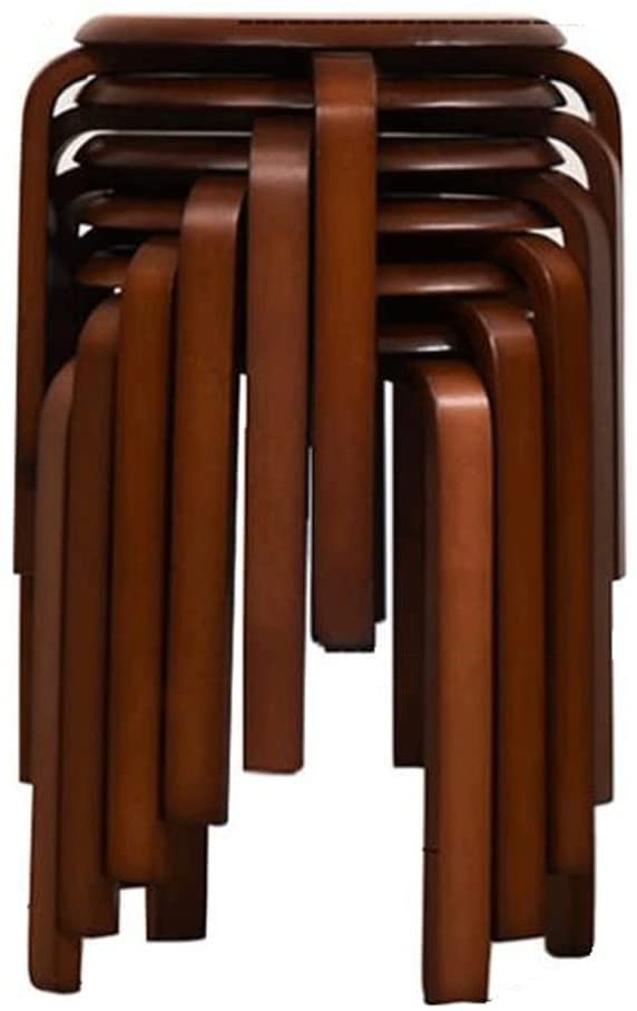 Chairs Stable Set of 6 Dining Chairs Solid Wood Dining Stools，Low Stools for Living Room Dining Side Chairs，Stacked Storage Saves Space Mobile