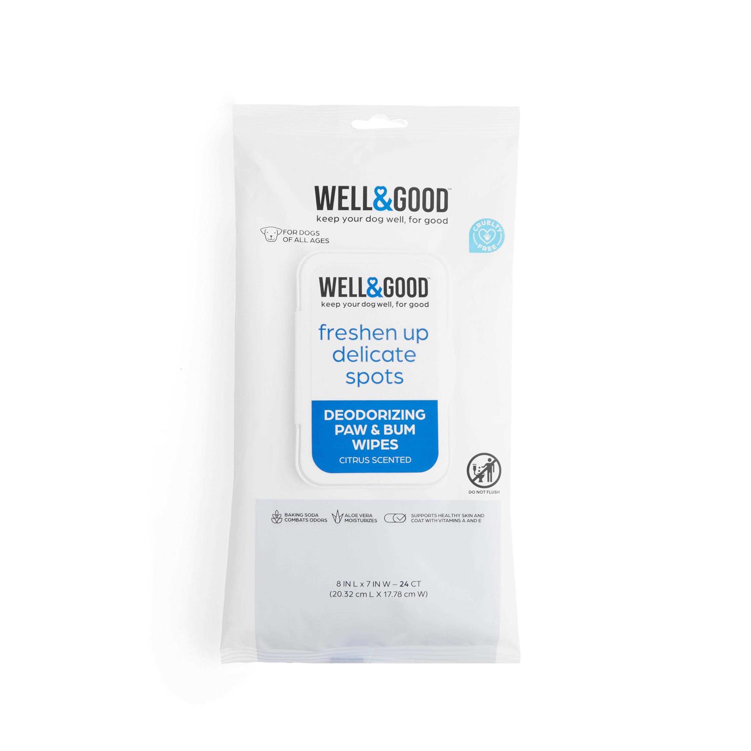 Well & Good Deodorizing Paw and Bum Wipes - Pet Supplies online store